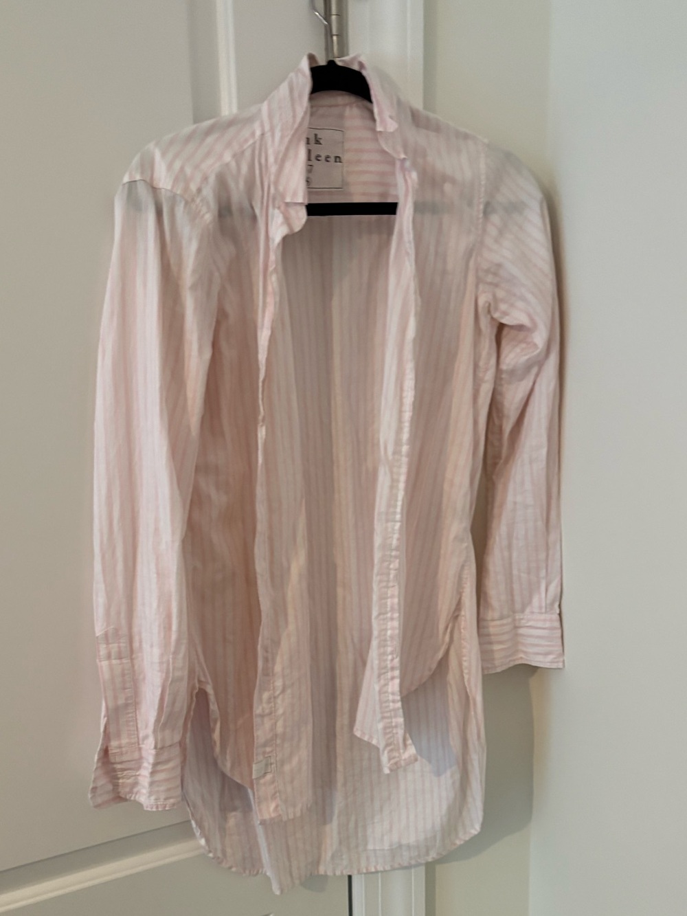 Frank & Eileen Pink & white striped cotton button down cotton shirt S 2/4